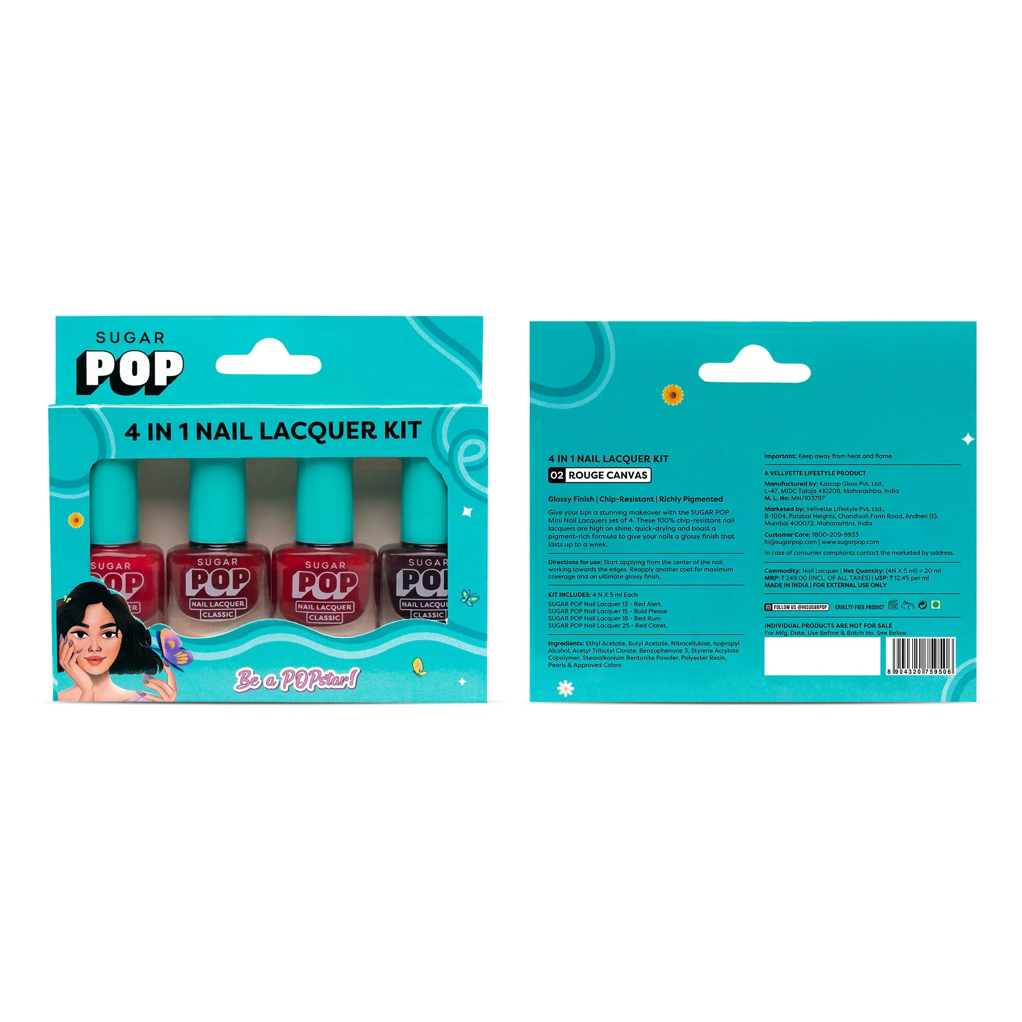4 in 1 Nail Lacquer Kit 02 Rouge Canvas - Image 3