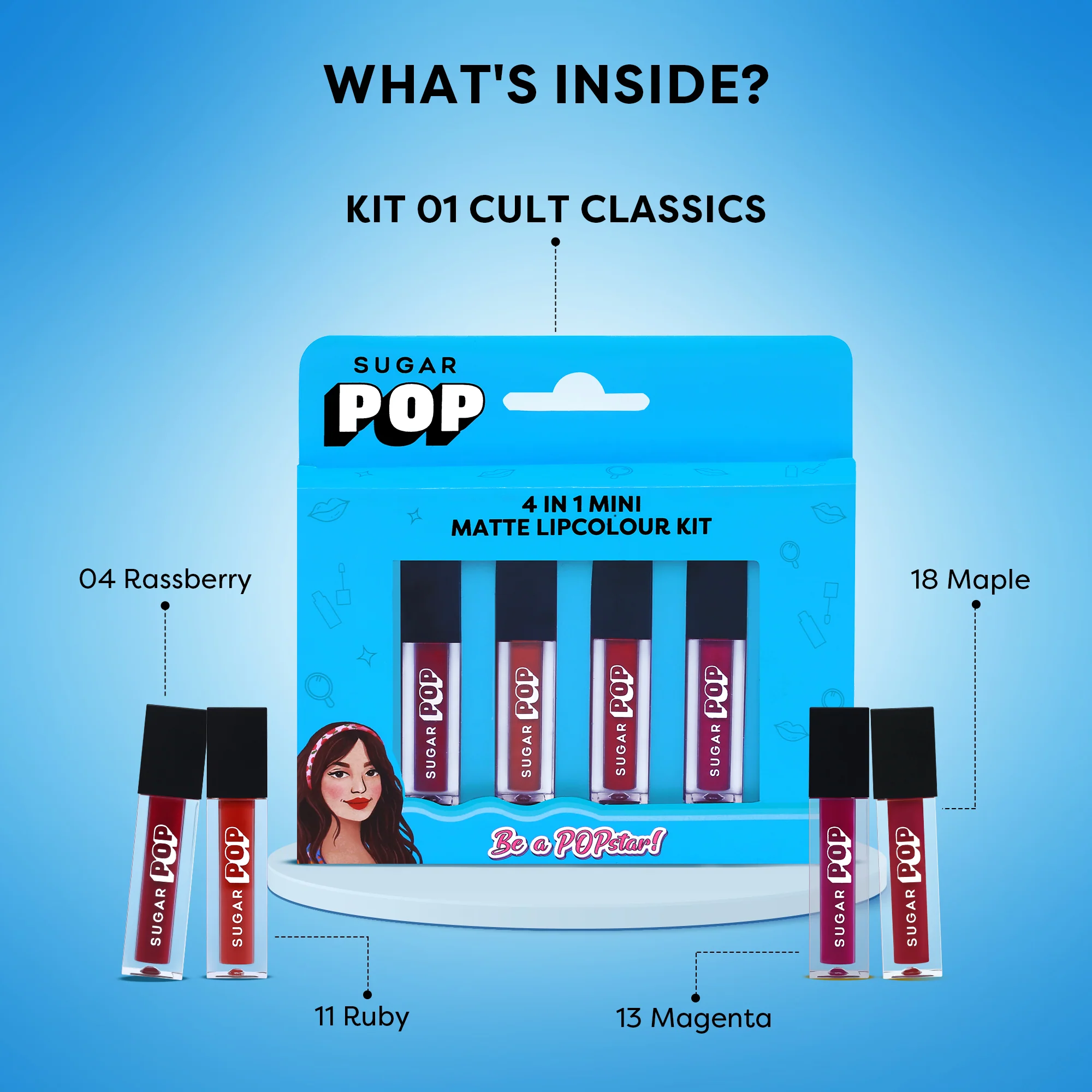 SUGAR POP 4 in 1 Mini Matte Lipcolor Kit - 01 Cult Classics - Image 5