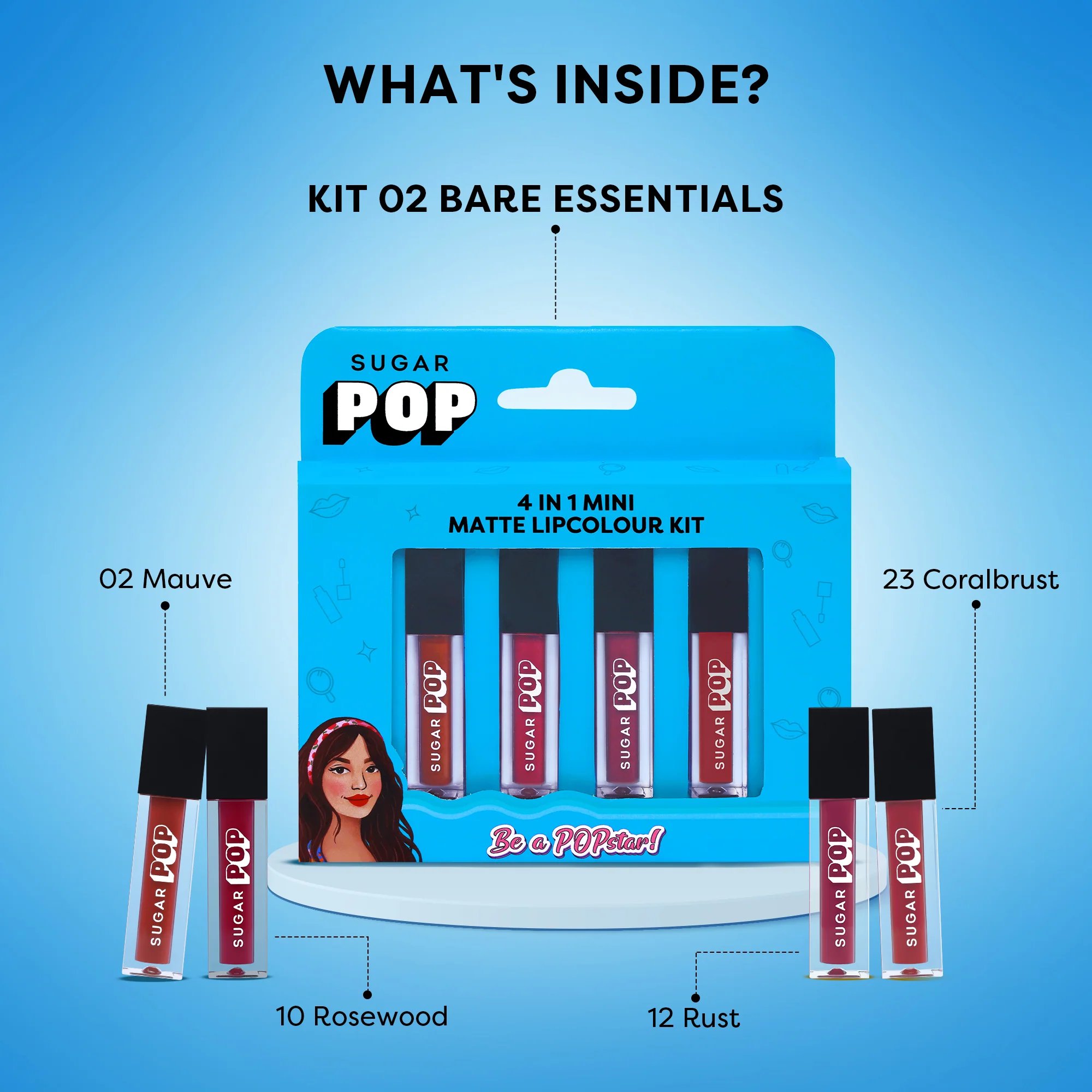 SUGAR POP 4 in 1 Mini Matte Lipcolor Kit - 02 Bare Essentials - Image 4