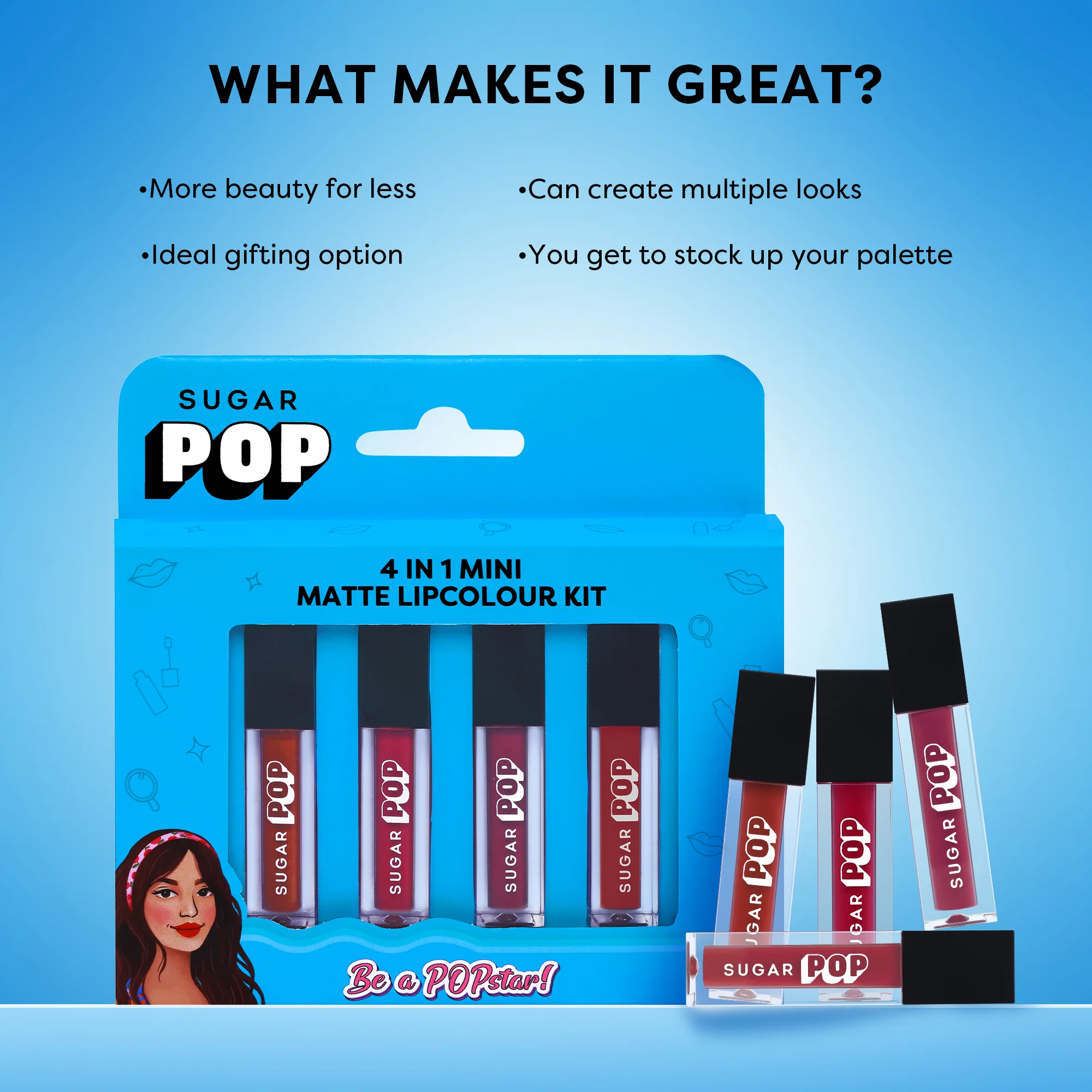 SUGAR POP 4 in 1 Mini Matte Lipcolor Kit - 02 Bare Essentials - Image 5