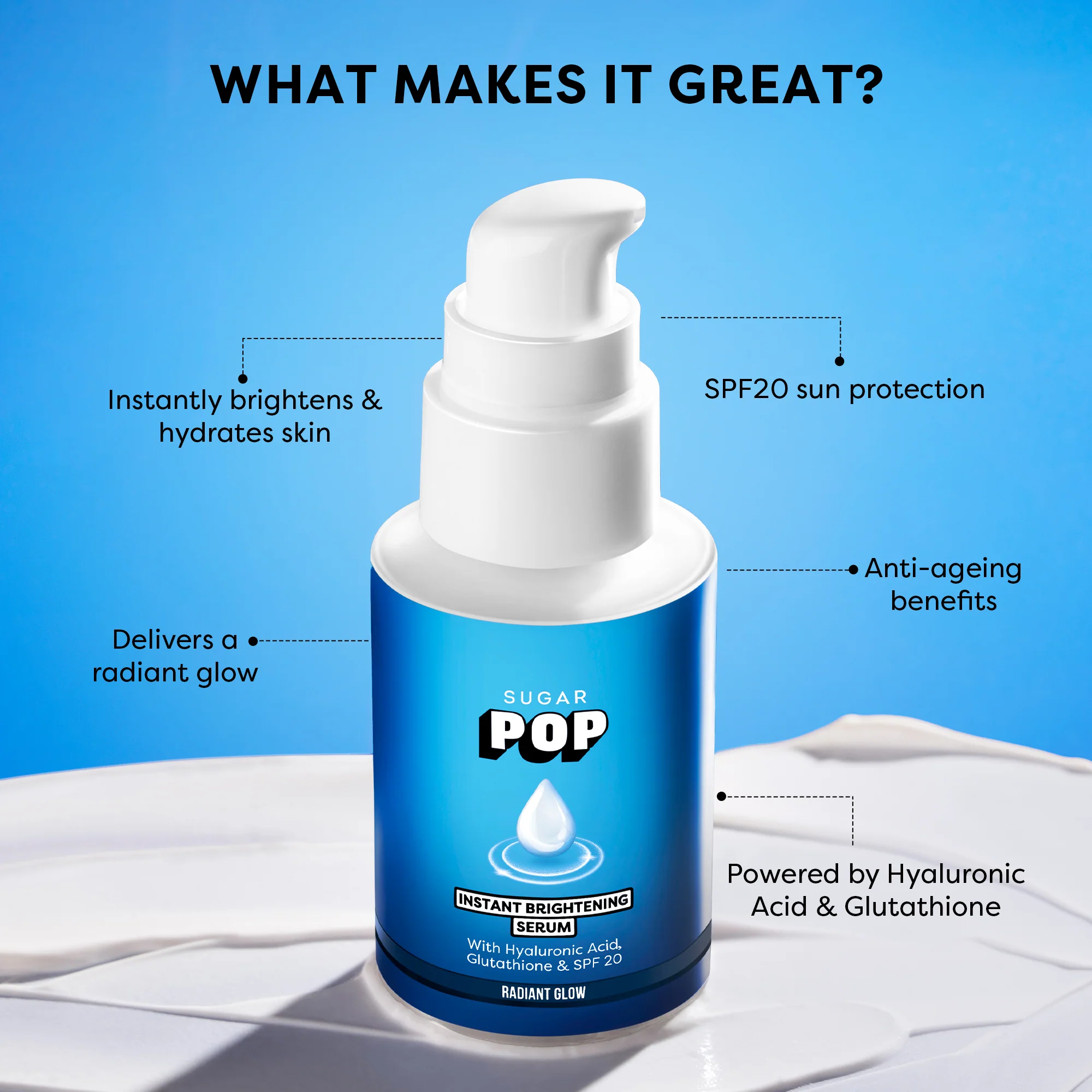 SUGAR POP Instant Brightening Serum with Hyaluronic Acid, Glutathione & SPF 20 - Image 5