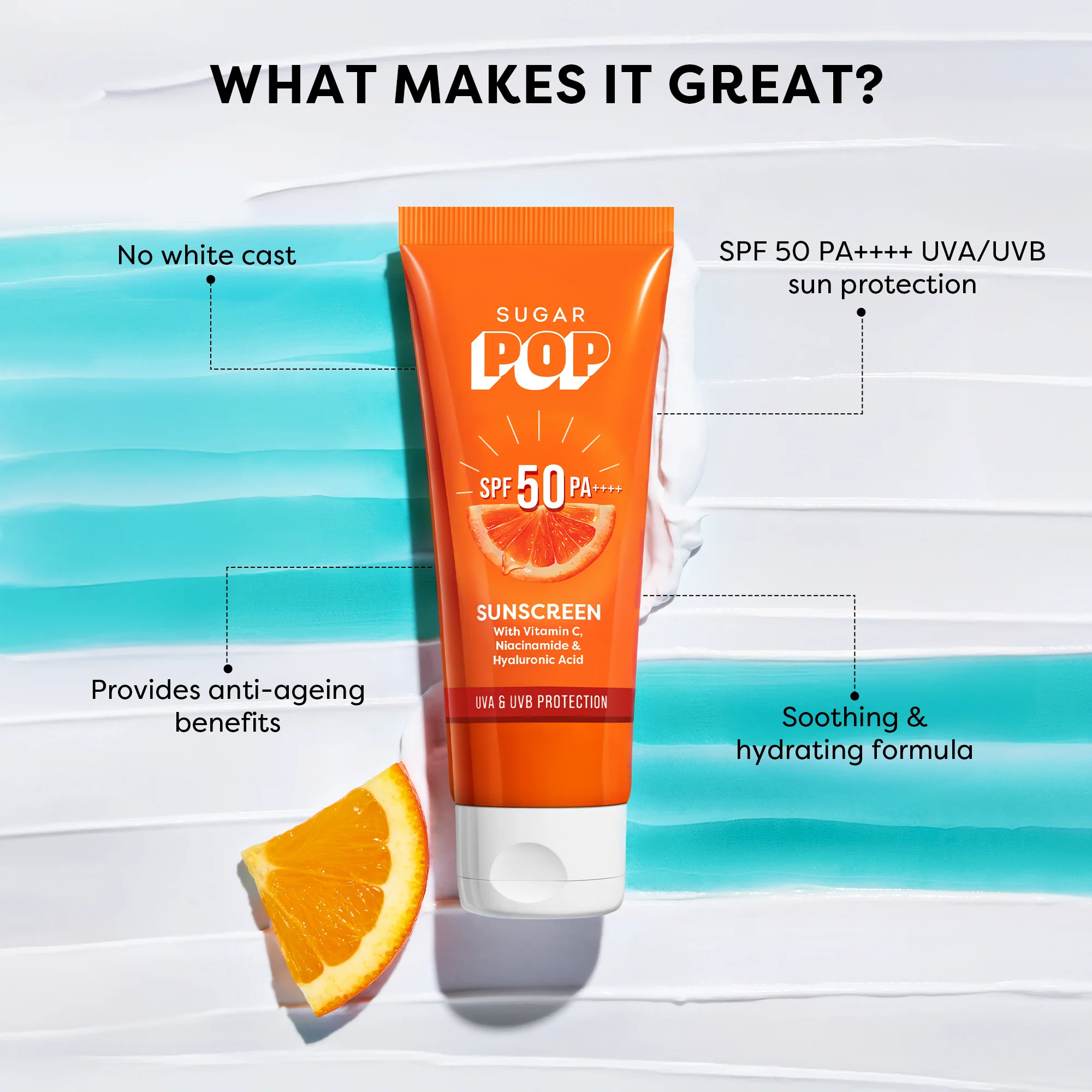 SUGAR POP SPF 50 Sunscreen With Vitamin C, Niacinamide & Hyaluronic Acid - Image 5