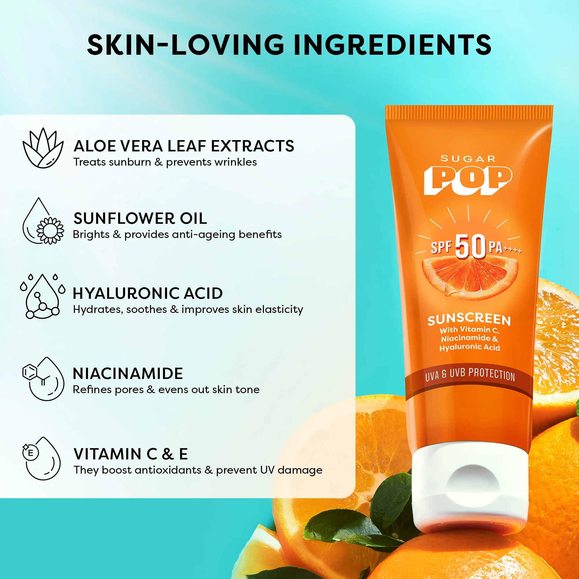 SUGAR POP SPF 50 Sunscreen With Vitamin C, Niacinamide & Hyaluronic Acid - Image 7